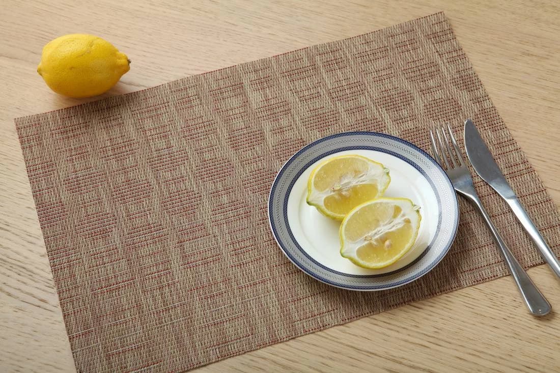 Rose and taupe crosshatch Rose Taupe Crosshatch Placemat, model AOL-PM-013