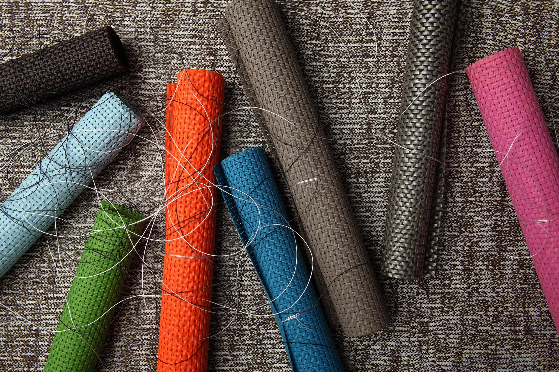 Close-up of woven chair fabric